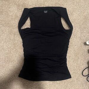 Women’s Black Ruched Tank Top with Sleek Silhouette